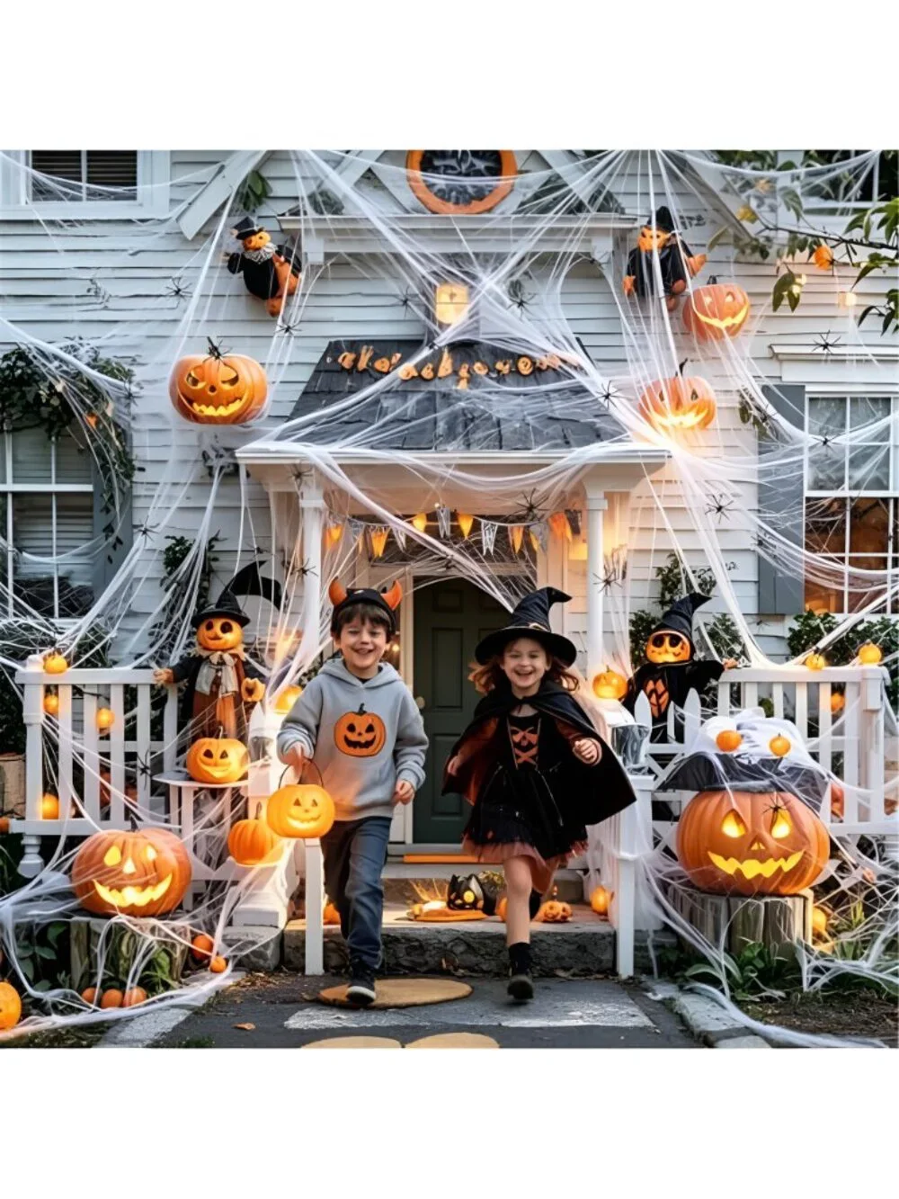 1200 sqft Halloween Spider Webs and 50pcs Fake Spiders Super Stretch
